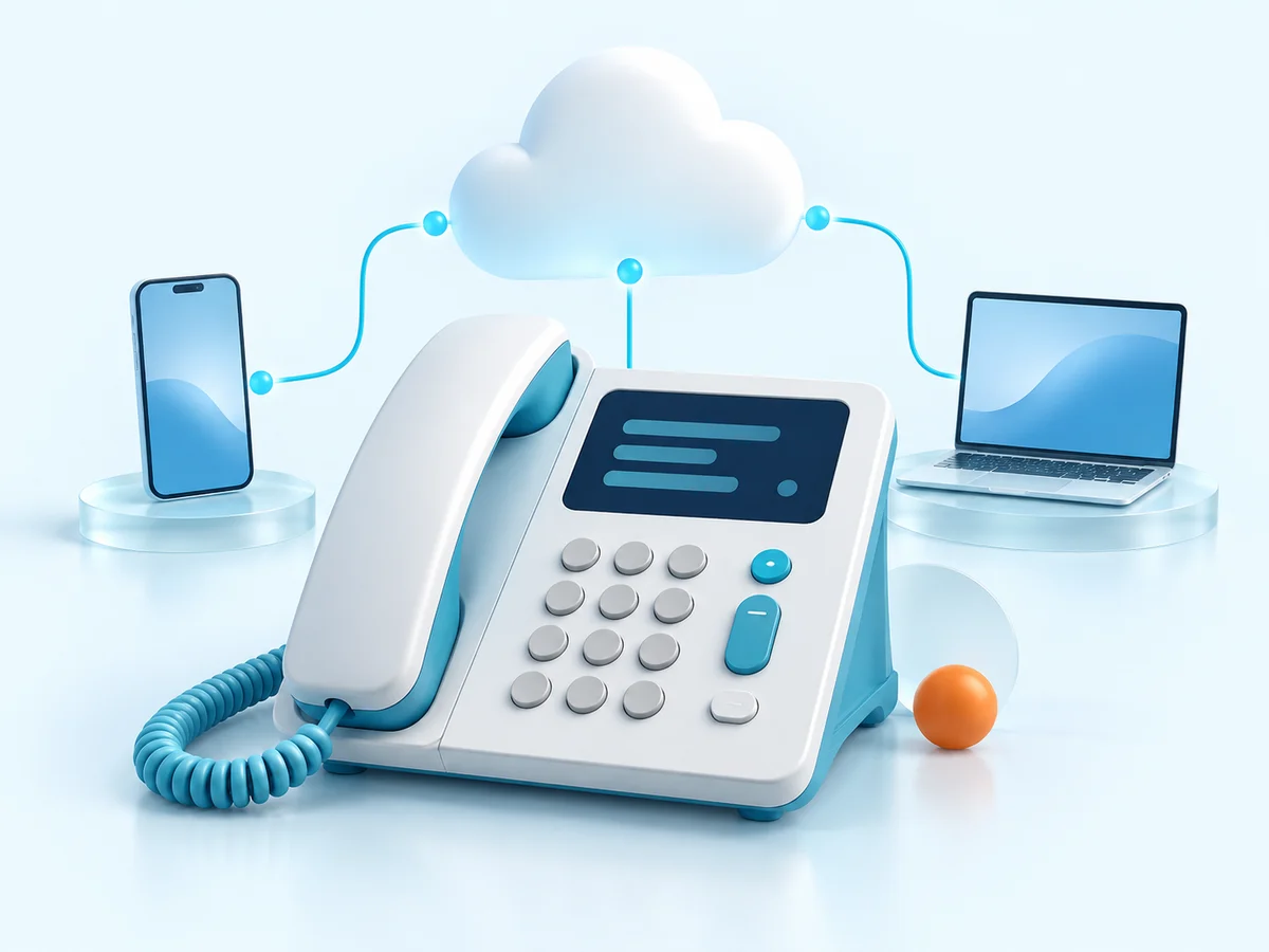 تلفن اختصاصی متصل به مرکز تلفن ابری، موبایل و لپتاپ